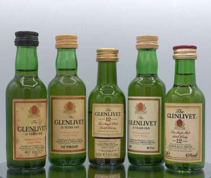 Glenlivet 12 Year Old miniatures x 5 Glenlivet 12 Year Old miniatures x 5